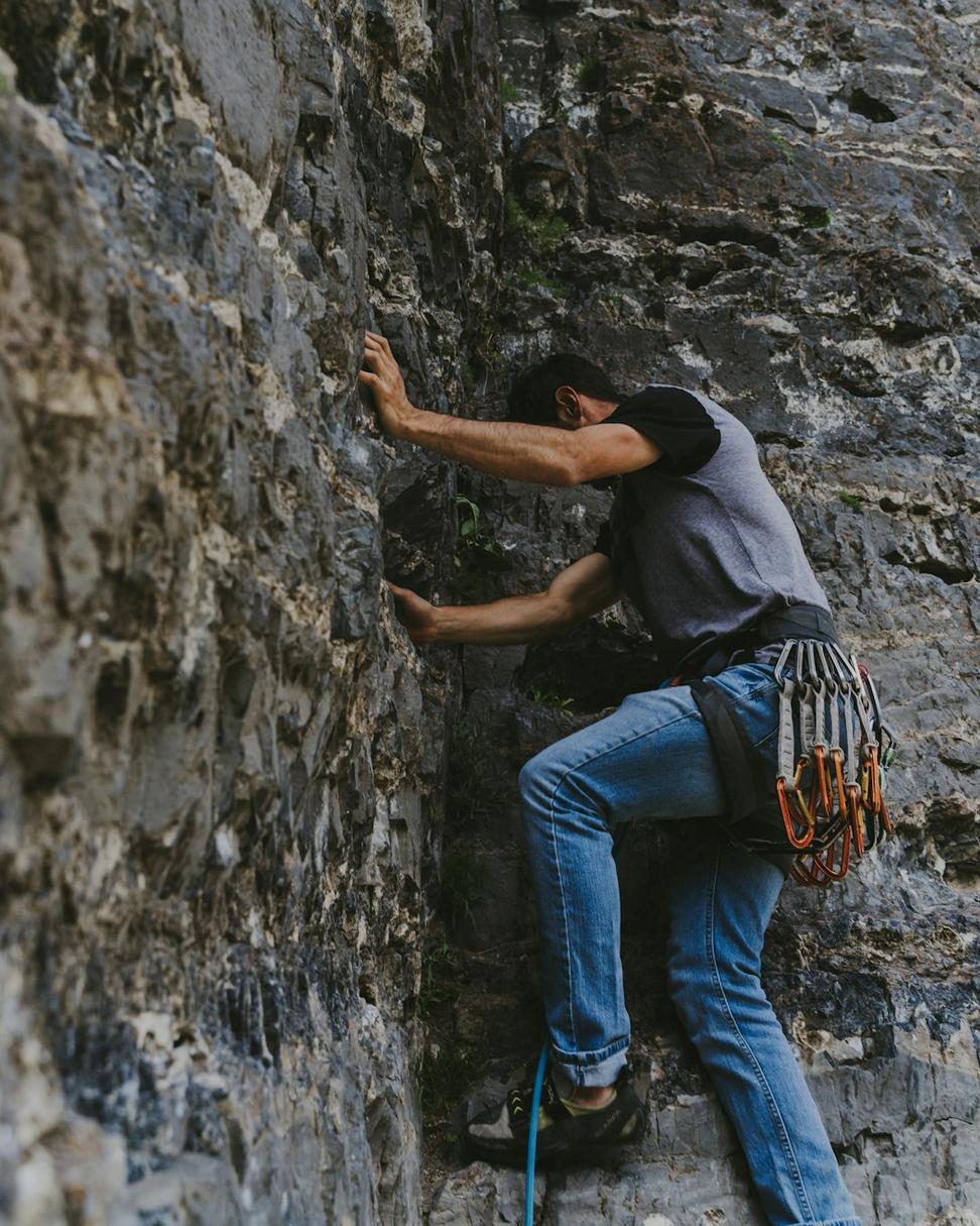 Climbers on indoor bouldering wall